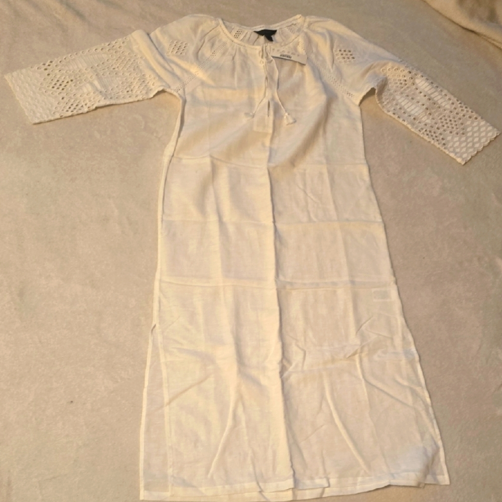 J. Crew Ivory Crochet Detail Dress